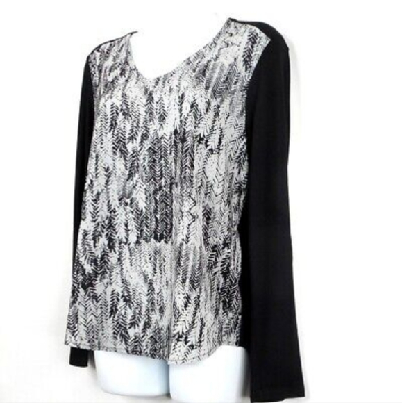Croft Barrow Lady's Top/tunic  Black Gray Long SLV Mixed Media 💥💥💥💥💥 - Picture 4 of 9